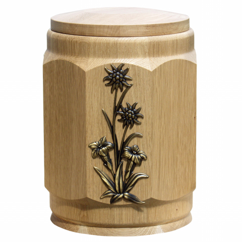 URNE en bois de Chêne véritable, edelweiss